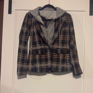 Liverpool Jeans Company Plaid Blazer with Hoodie